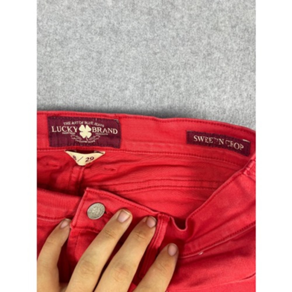 Lucky Brand Sweet 'N Crop Pants Women's 8 Red Logo Accents Tapered Leg Causal - Picture 6 of 11